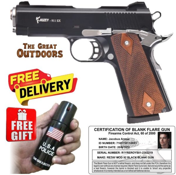 Kuzey 911 SX Black Compact Blank Pepper Gun