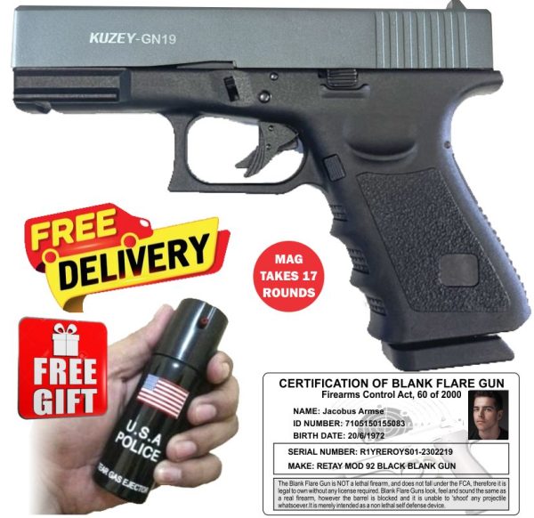 Kuzey GN19 Black and Grey Self Defense Pepper Blank Gun