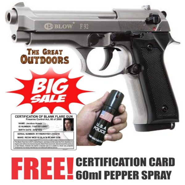 BIG SALE! Blow F92 Fume Beretta Self Defense Blank Gun