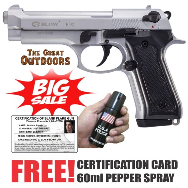 BIG SALE! Blow F92 Matt Silver Beretta Blank Gun