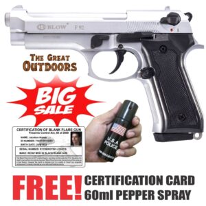 BIG SALE! Blow F92 Shiny Silver Beretta Blank Gun