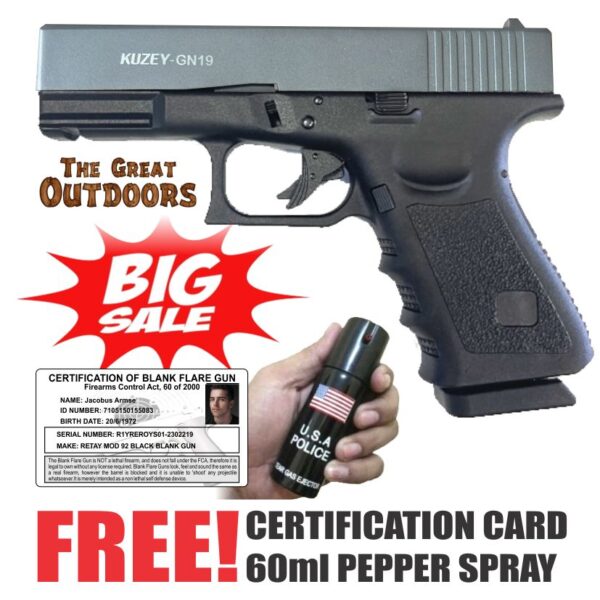 BIG SALE! Kuzey GN19 Black and Grey Self Defense Pepper Blank Gun