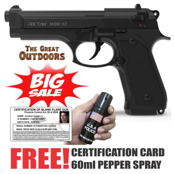 BIG SALE! Retay MOD 92 Self Defense Pepper Blank Gun