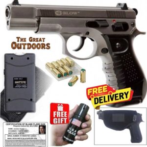Blow C75 Fume Blank Gun with 10 Blanks, Holster and 3,8 Mil Volts Stun Gun