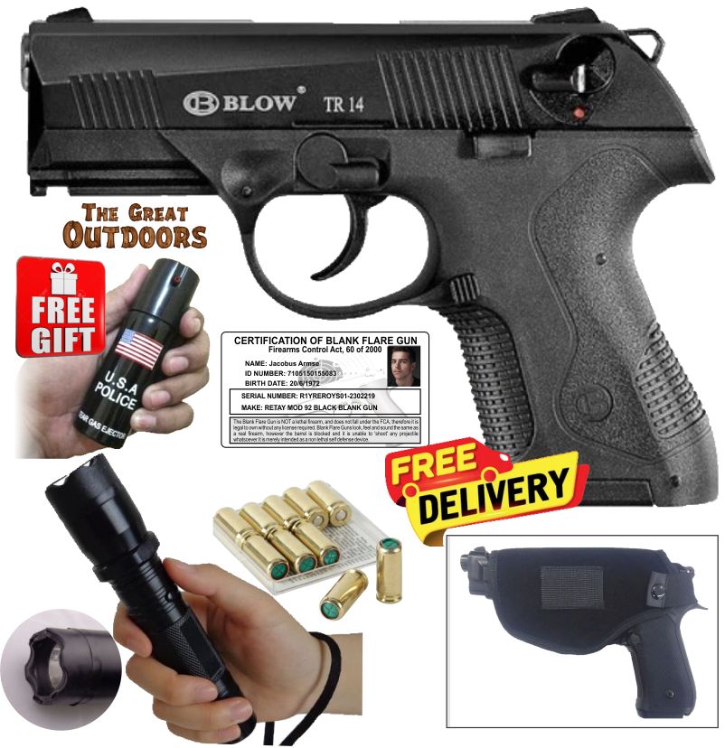 Blow TR14 Blank Gun with 10 Blank Rounds, Holster and Taser/Torch